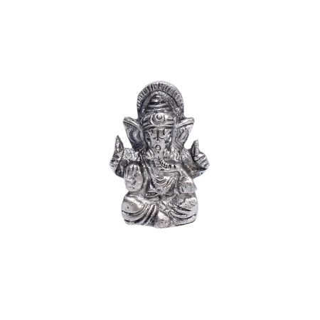 Silver Brass Ganesha Mini Statue